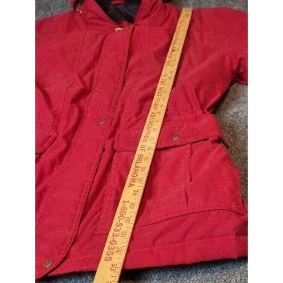 Vintage Woolrich Lined Hooded Coat Women Sz L Holly Berry Red‎ Winter Outerwear - Picture 7 of 11